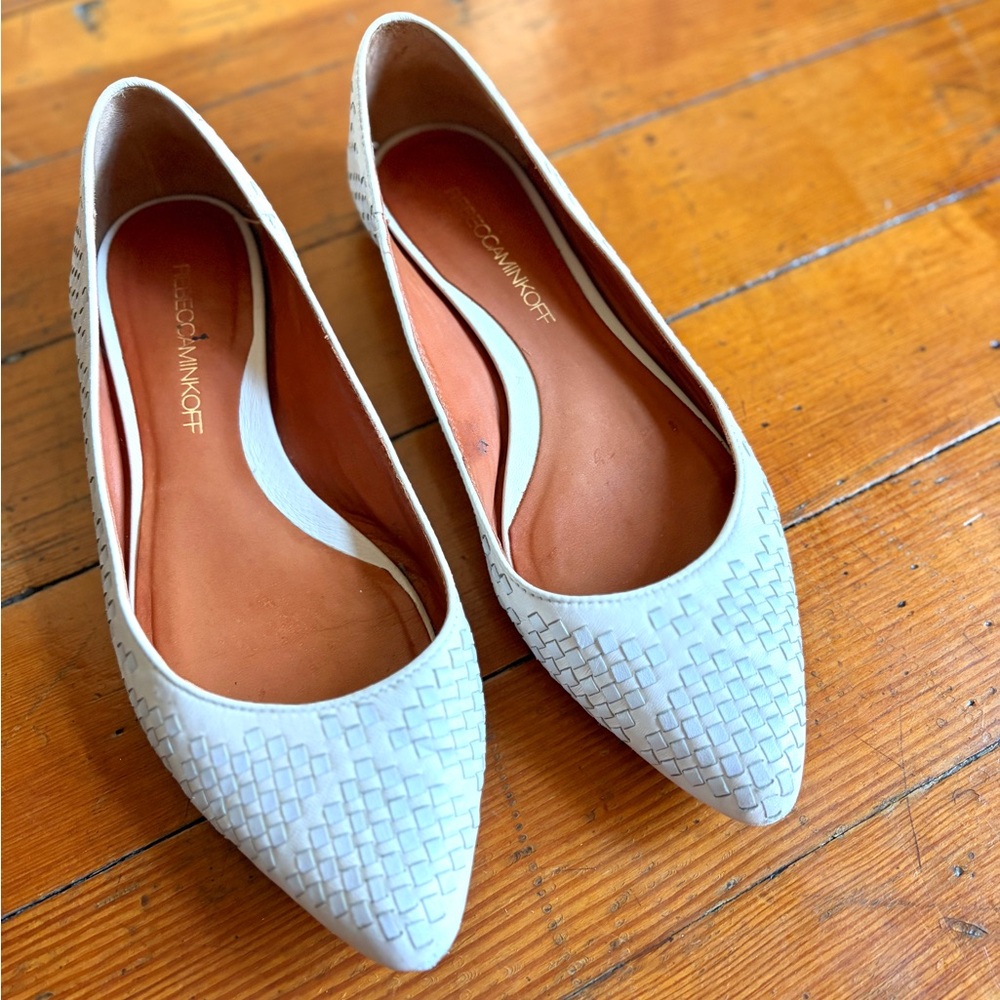Rebecca Minkoff Light Blue Woven Pointed-Toe Flats
